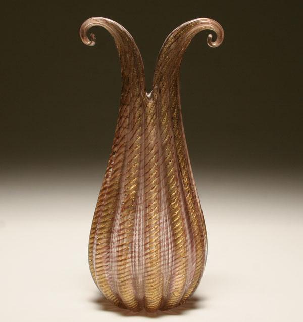 Barovier Zebrati art glass vase, c.1950.