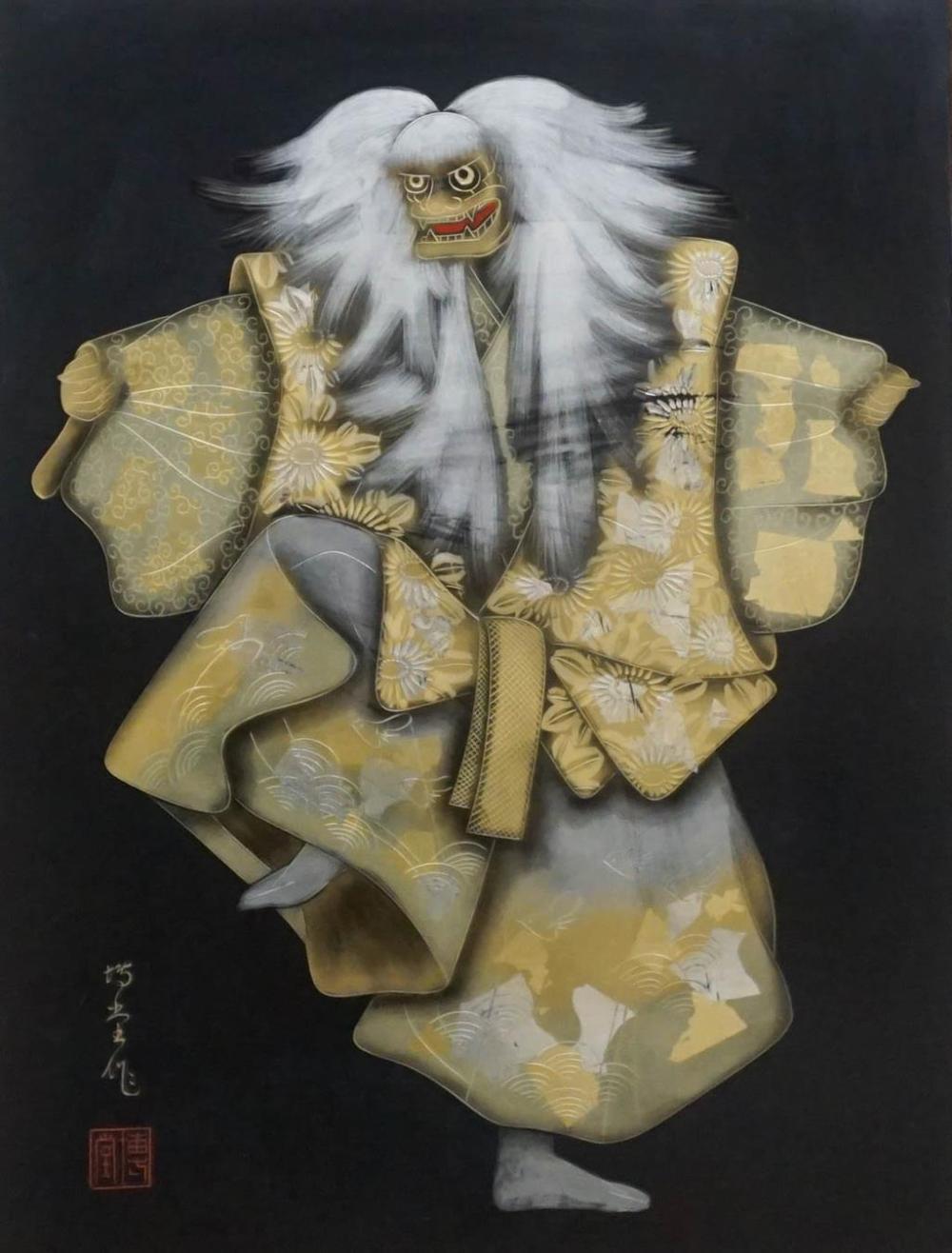 JAPANESE LACQUER PANEL OF KABUKI 32a27d