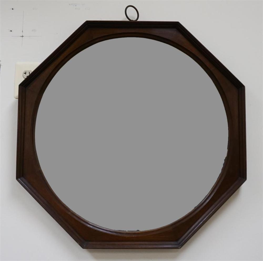 STAINED MAHOGANY OCTAGONAL MIRROR  32a2ad