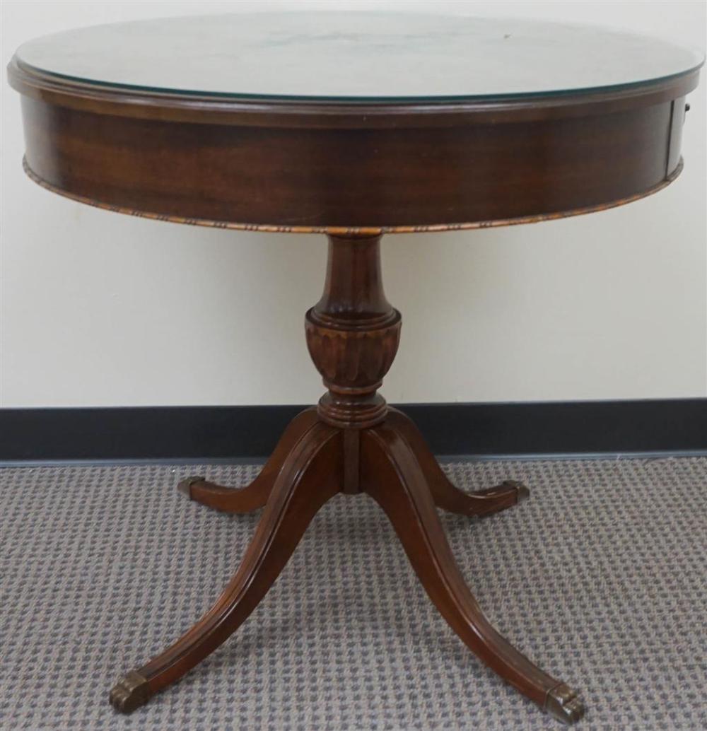 REGENCY STYLE MAHOGANY DRUM TABLE,