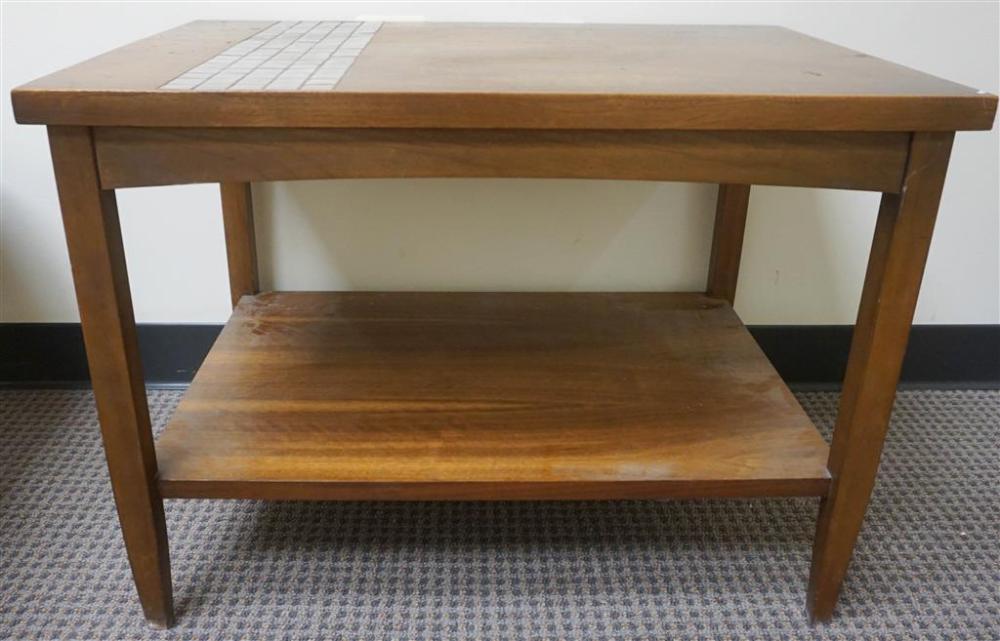 LANE WALNUT TILE INSET TOP SIDE TABLE,