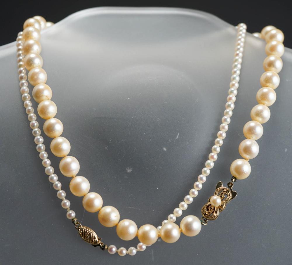 TWO PEARL NECKLACES ONE WITH SPURIOUS 32a31c
