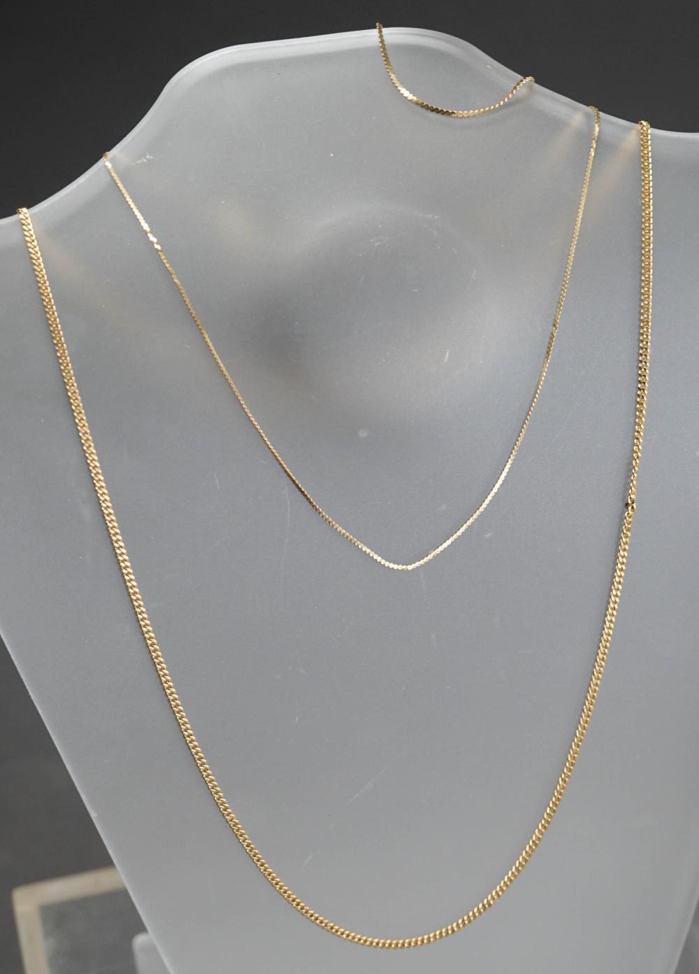 TWO 14 KARAT YELLOW GOLD NECKLACES 32a339