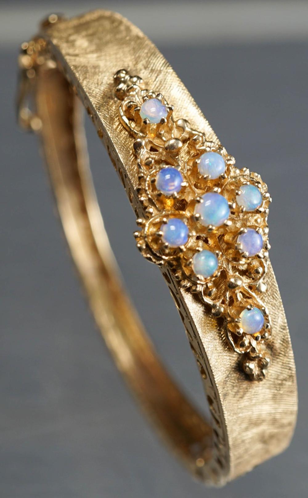 14-KARAT YELLOW-GOLD AND OPAL BANGLE