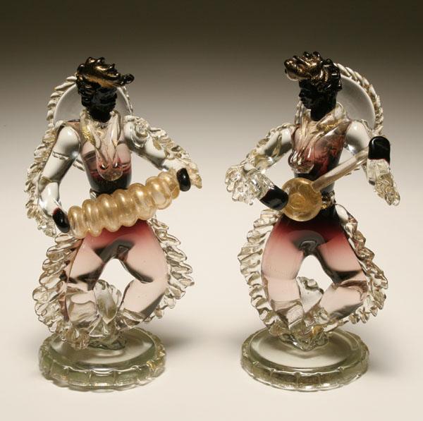 Murano Sommerso glass musicians.