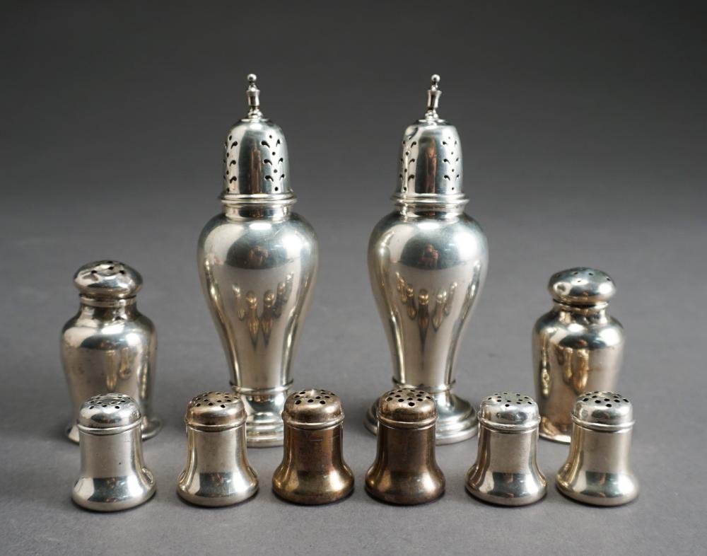 FIVE PAIRS STERLING SALT AND PEPPER