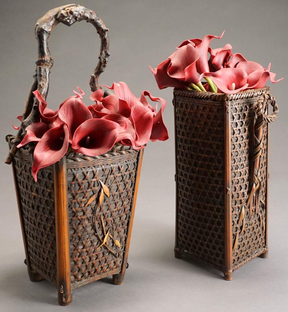 TWO JAPANESE WOVEN VASES H OF 32a3f1