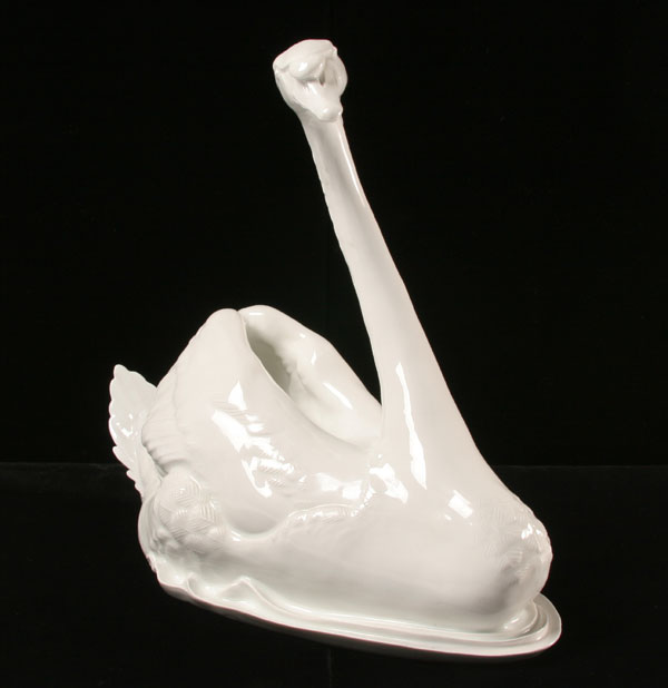 Large Meissen porcelain swan figure.