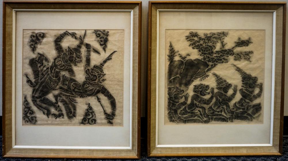 TWO THAI TEMPLE RUBBINGS FRAMED  32a424