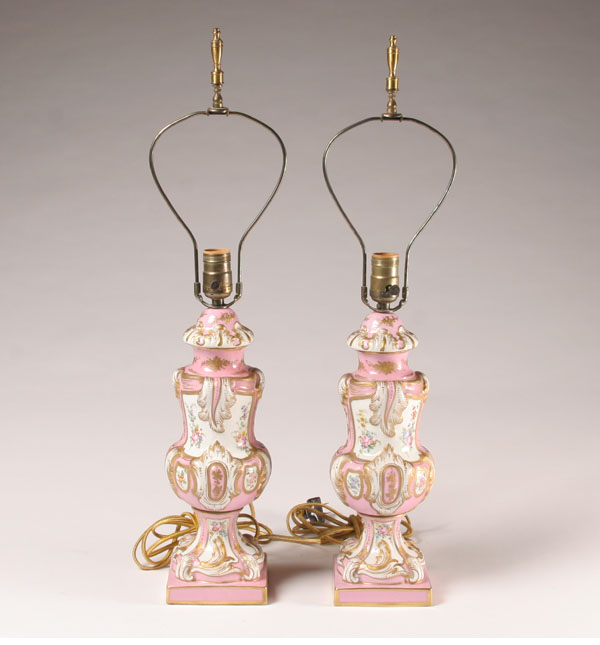 Pair porcelain hand painted lamps  5106f