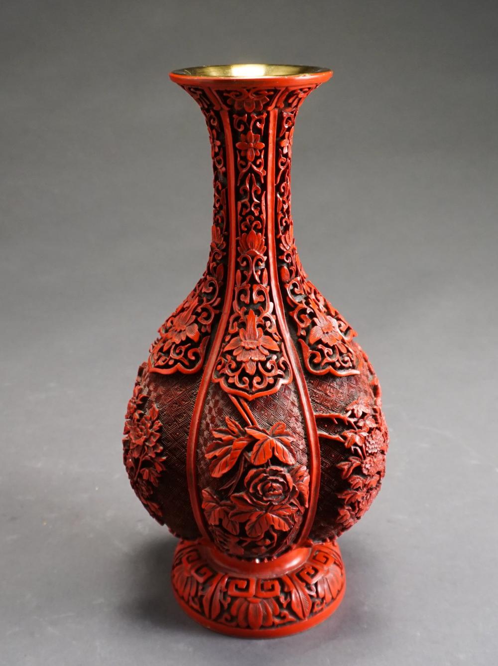 SOUTHEAST ASIAN FLORAL CARVED CINNABAR