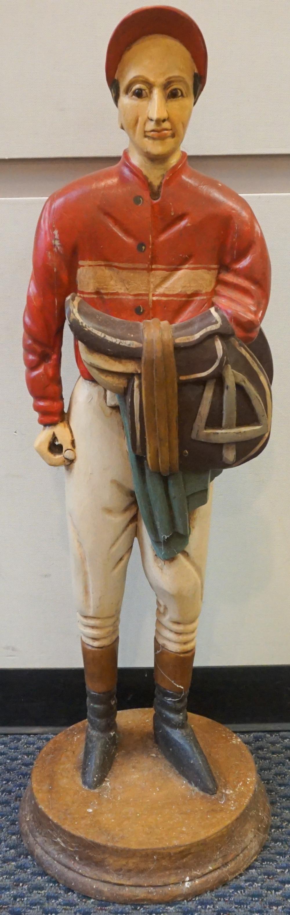 PAINTED CARVED WOOD JOCKEY, H: