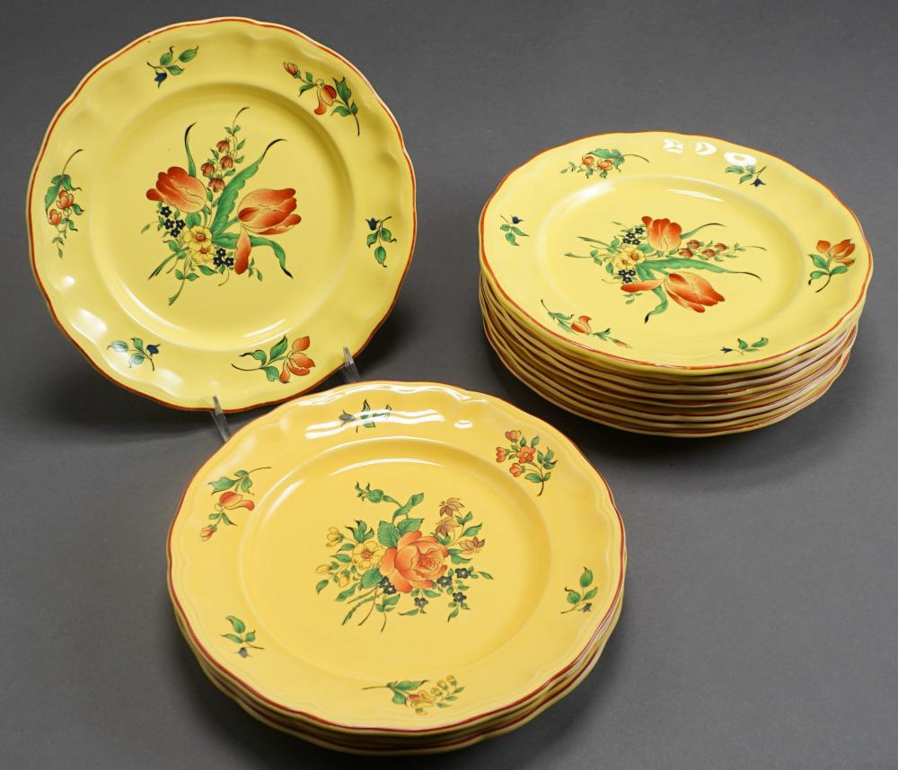 TWELVE LUNEVILLE YELLOW GLAZED