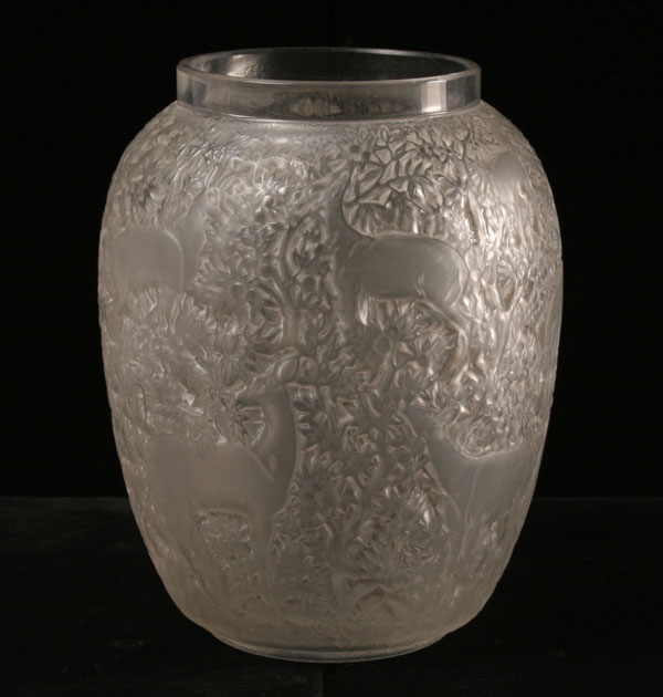 R. Lalique Biches art glass vase