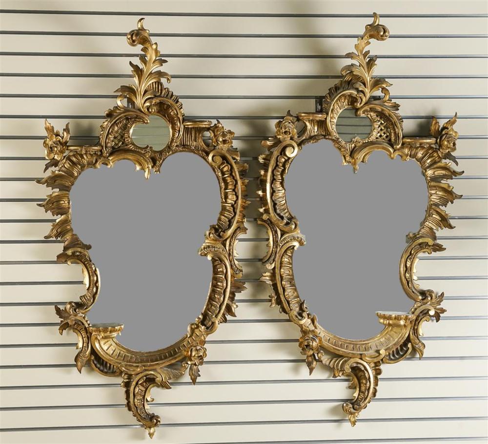 PAIR OF ROCOCO STYLE GILTWOOD MIRRORS 32a517