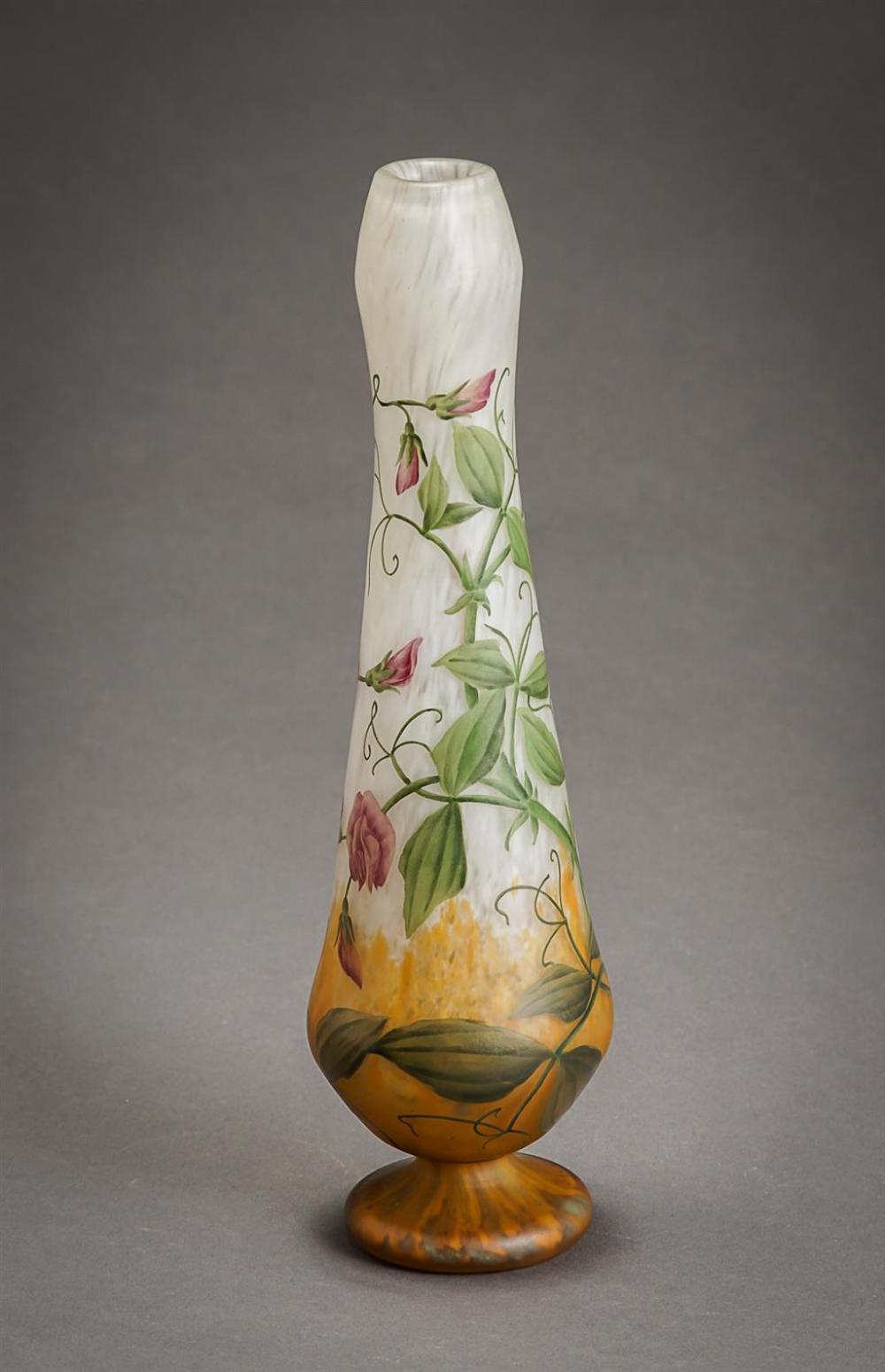 DAUM NANCY 'SWEET PEA' GLASS VASE