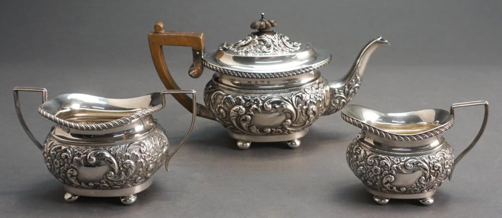ENGLISH REPOUSSE SILVER THREE PIECE