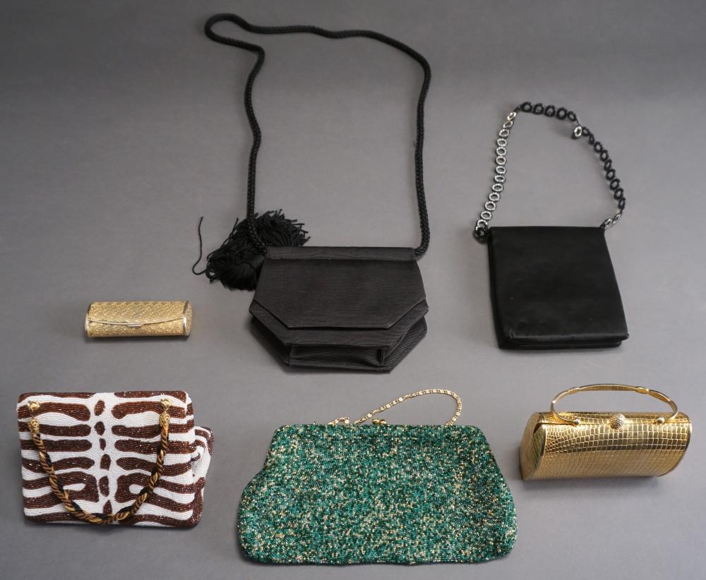 FOUR BEADED AND SATIN EVENING BAGS