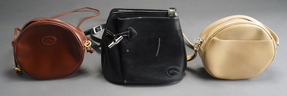 THREE LONGCHAMP VINYL CROSSBODY