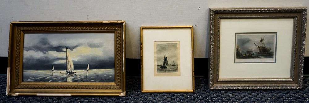 SEASCAPE WITH SAILBOAT, OIL ON