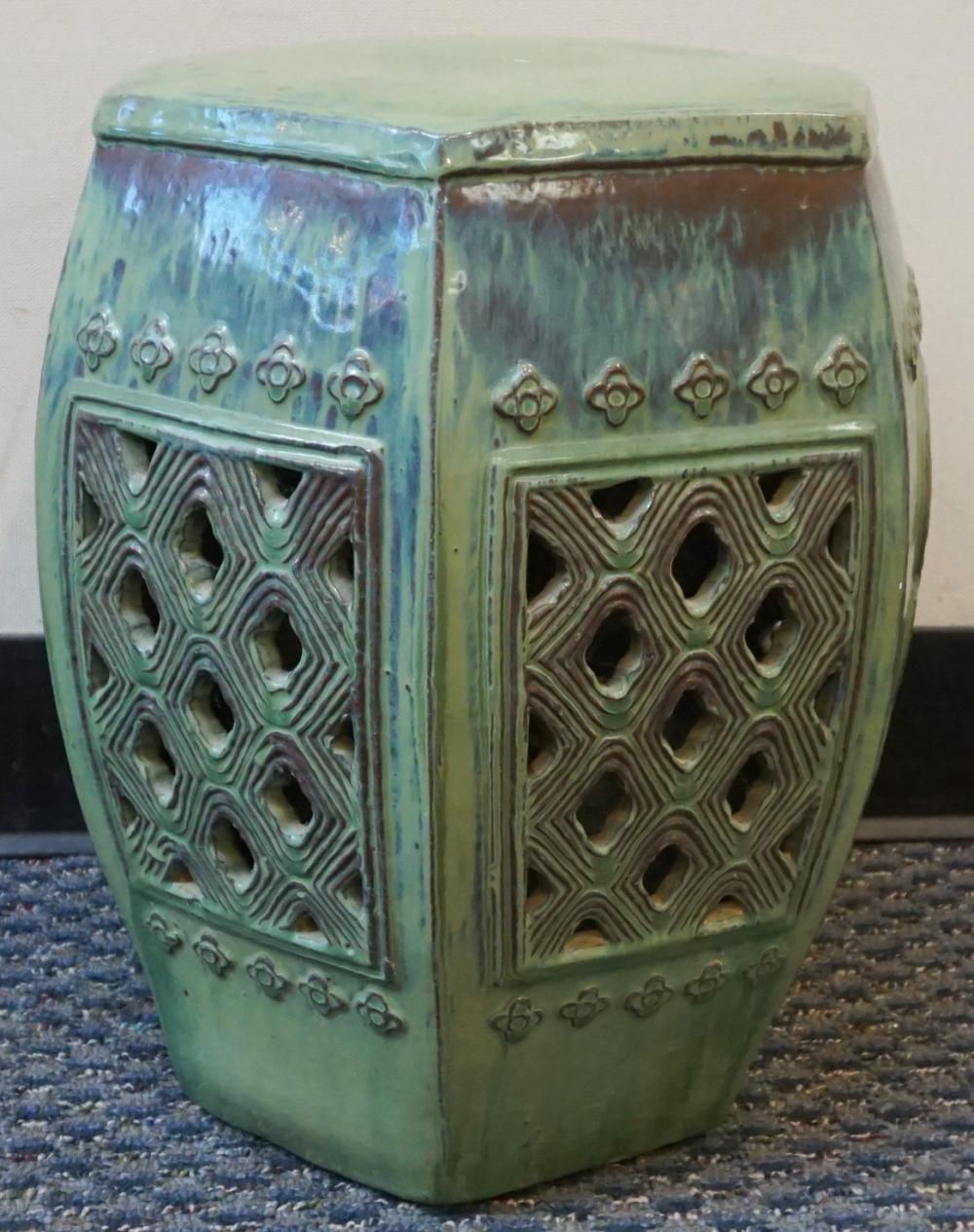 CHINESE GREEN GLAZED GARDEN SEAT