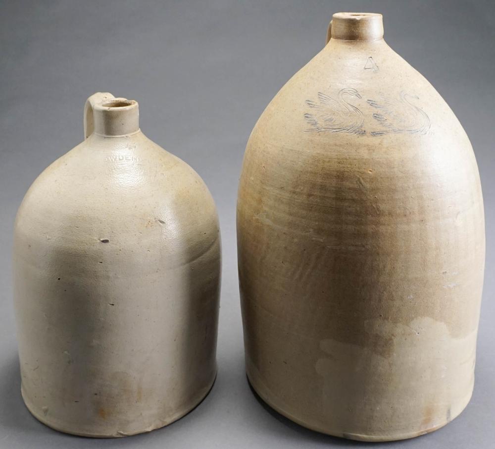 GLAZED STONEWARE FOUR-GALLON JUG AND