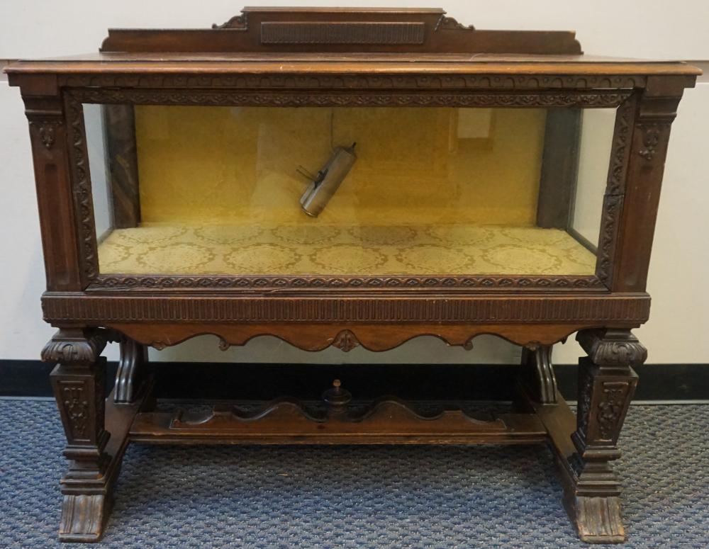 JACOBEAN STYLE STAINED WALNUT VITRINE