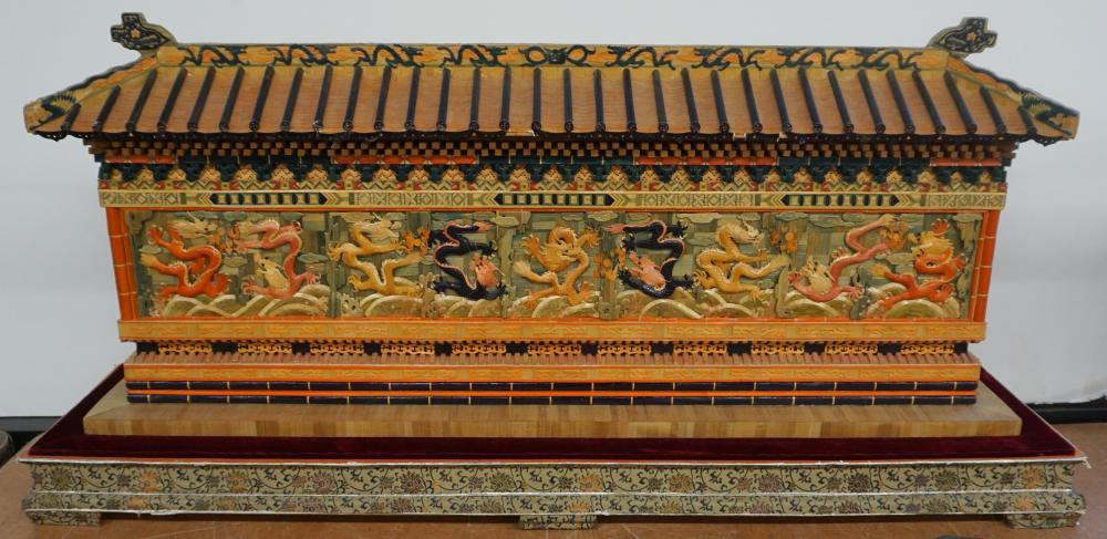 ASIAN POLYCHROME DECORATED WOOD