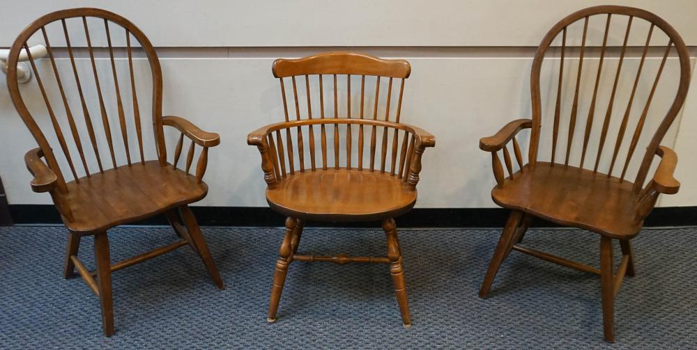 THREE ASSORTED FRUITWOOD ARMCHAIRSThree 32a704