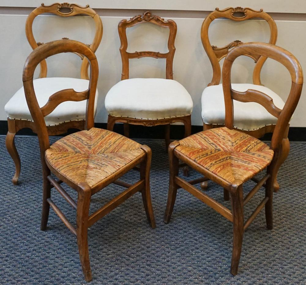 FIVE FRUITWOOD SIDE CHAIRS 19TH 20TH 32a713