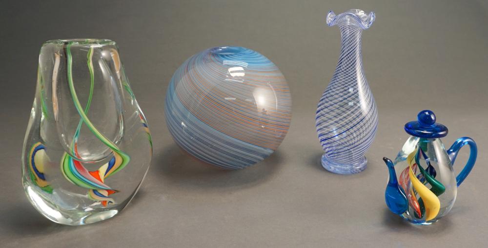 FOUR ART GLASS VASESFour Art Glass