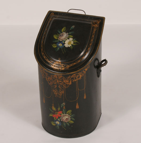 Victorian coal hod; hand painted