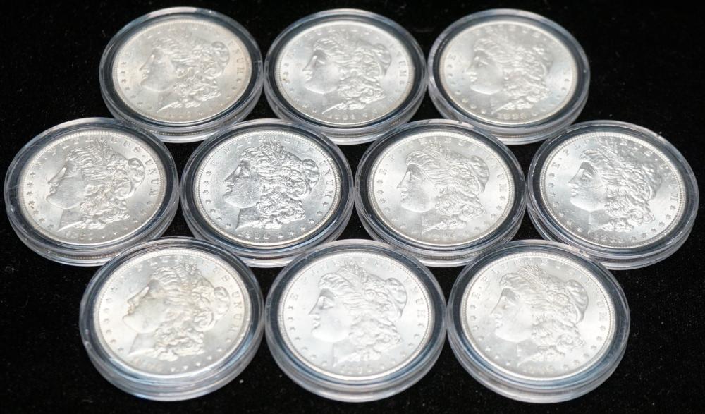 COLLECTION OF TEN U.S. MORGAN SILVER