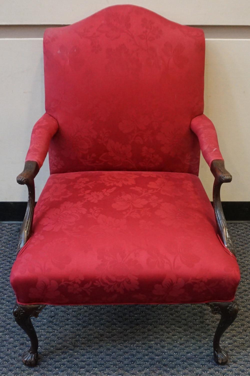 GEORGE III STYLE MAHOGANY RED UPHOLSTERED 32a8a2