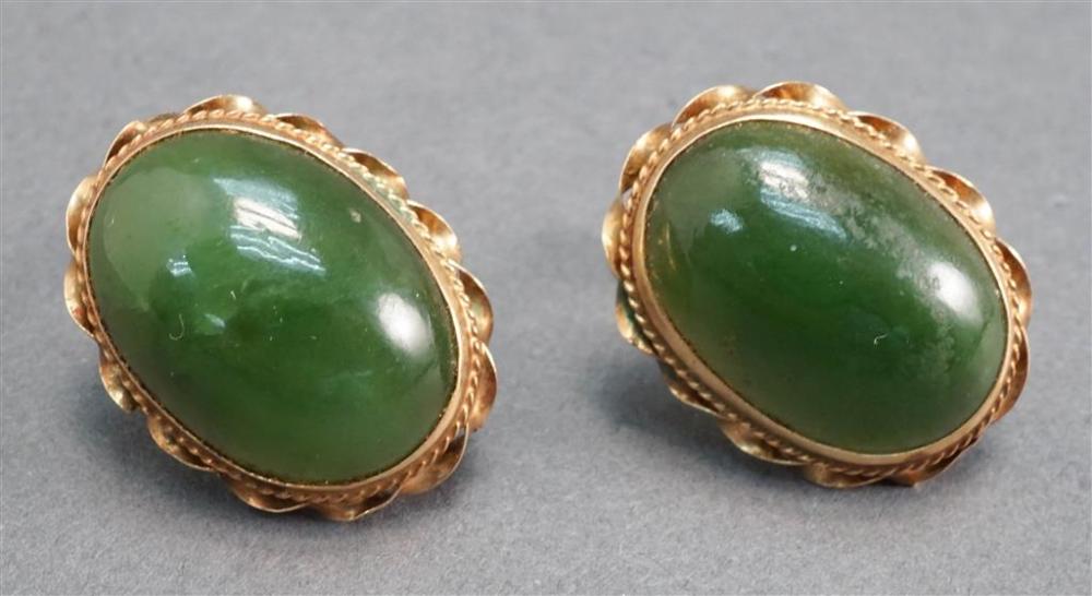 PAIR 14 KARAT YELLOW GOLD AND GREEN 3281b2