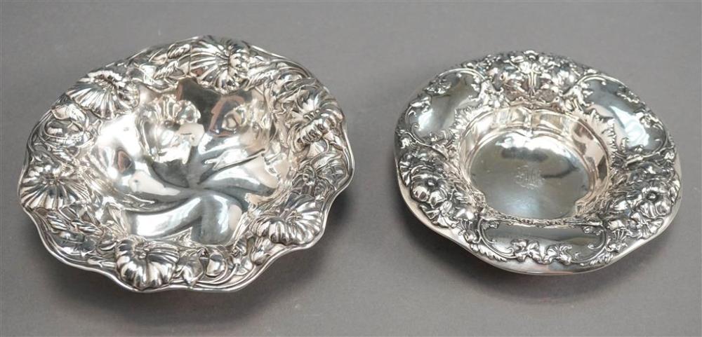 TWO STERLING SILVER REPOUSSE BOWLS,