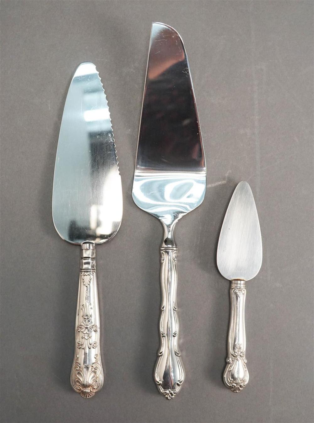 THREE STERLING HANDLED PASTRY SERVING