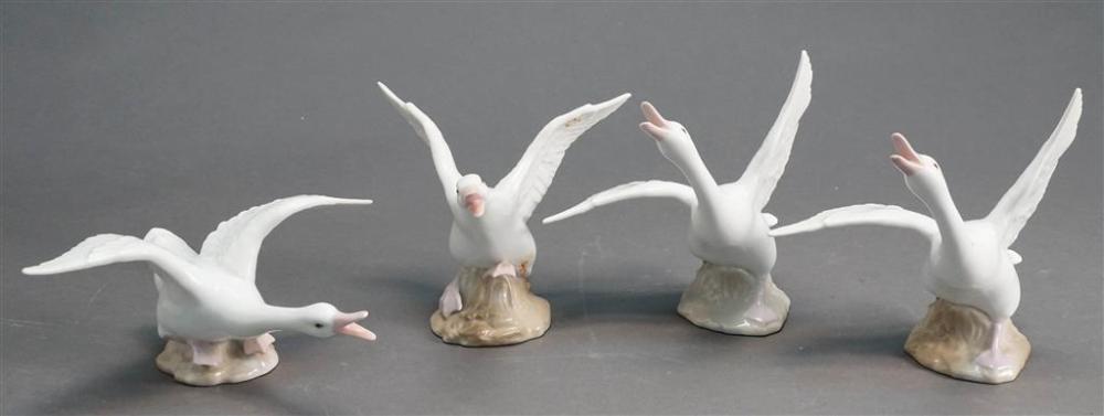 FOUR KPM TYPE FIGURES OF GEESE,