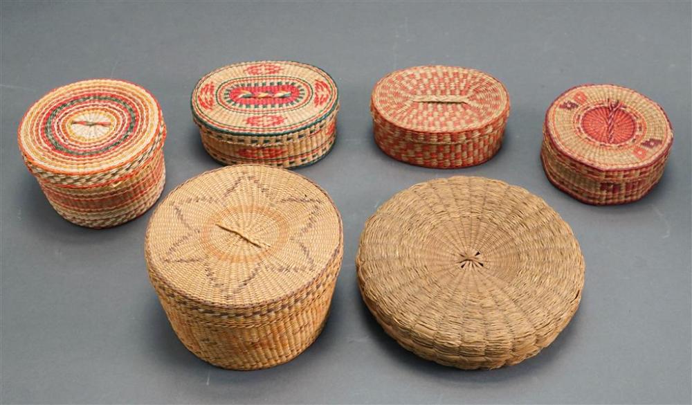 COLLECTION OF SIX COVERED BASKETSCollection