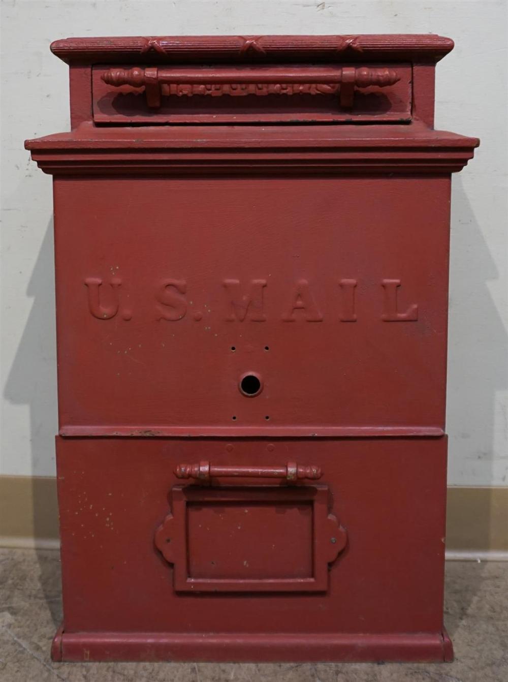 RED PAINTED CAST IRON U.S. MAIL LETTER