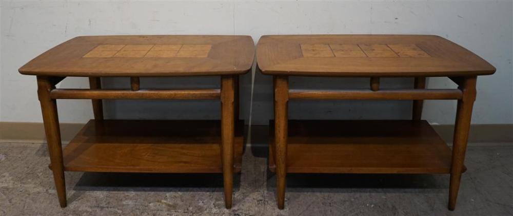 PAIR LANE FRUITWOOD SIDE TABLES, H: