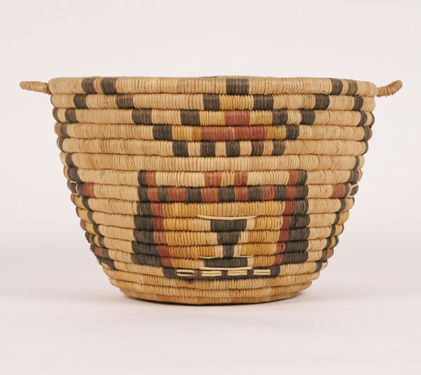Tightly coiled Hopi polychrome basket