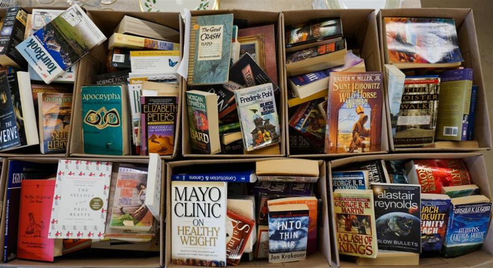 FOURTEEN BOXES WITH PAPERBACK BOOKS 3282b8