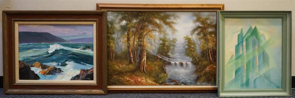 SIX ASSORTED OIL PAINTINGS, LARGEST: