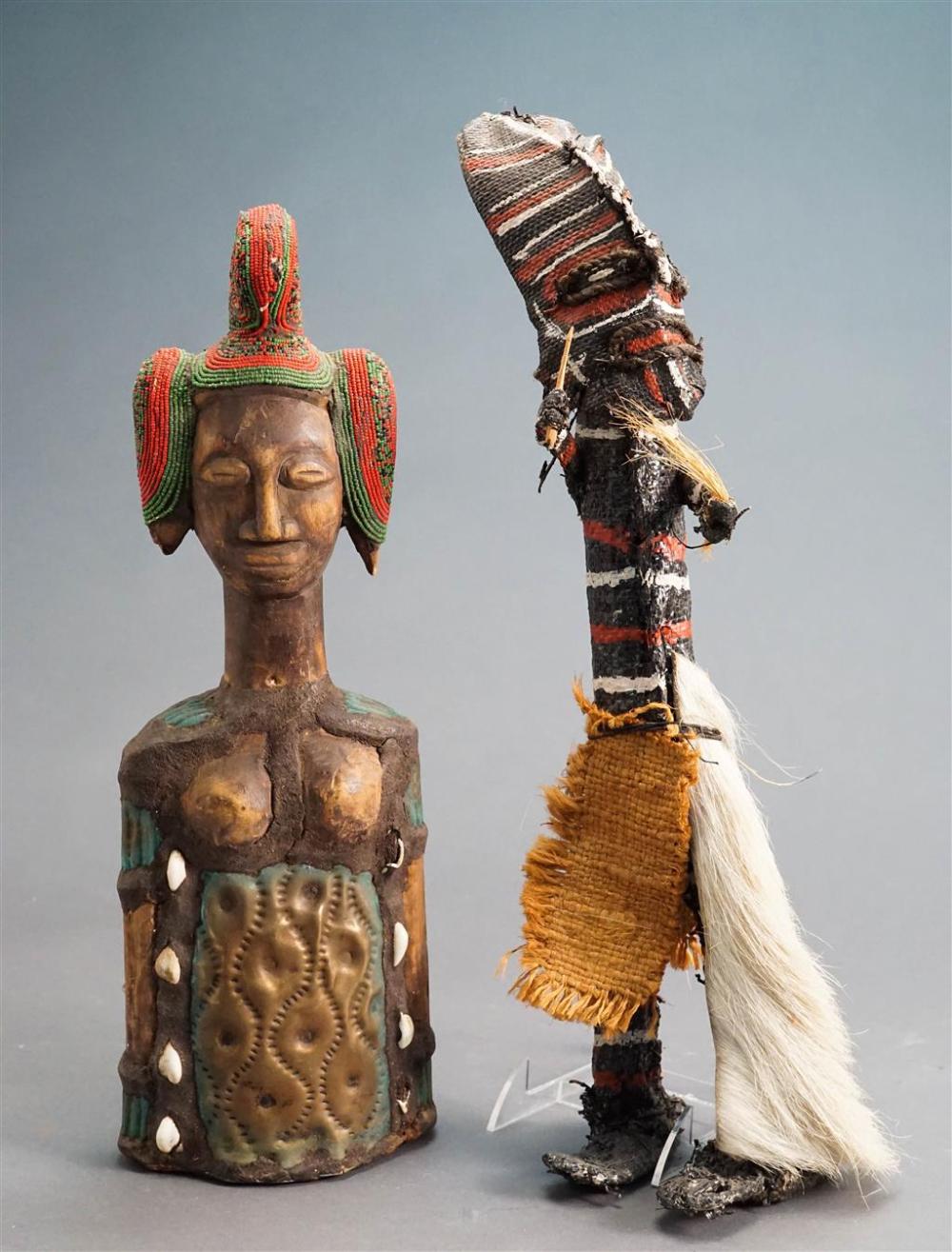 TWO AFRICAN DECORATED FIGURINES,