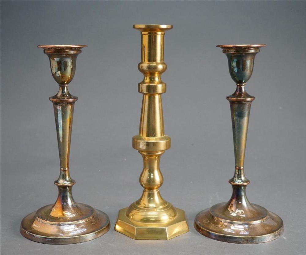 PAIR SHEFFIELD SILVERPLATE CANDLESTICKS 32832d