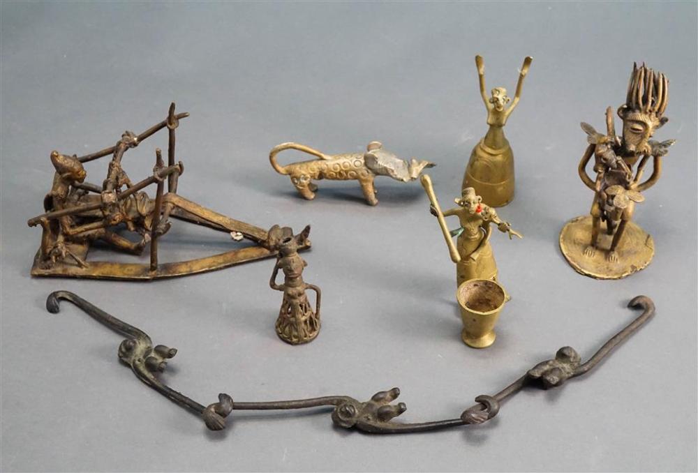 GROUP WITH AFRICAN BRASS FIGURES