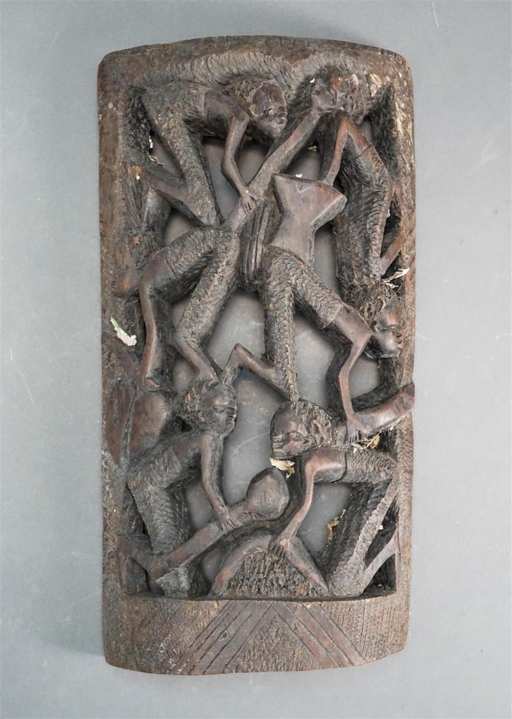 AFRICAN CARVED WOOD FIGURAL PANEL  328350