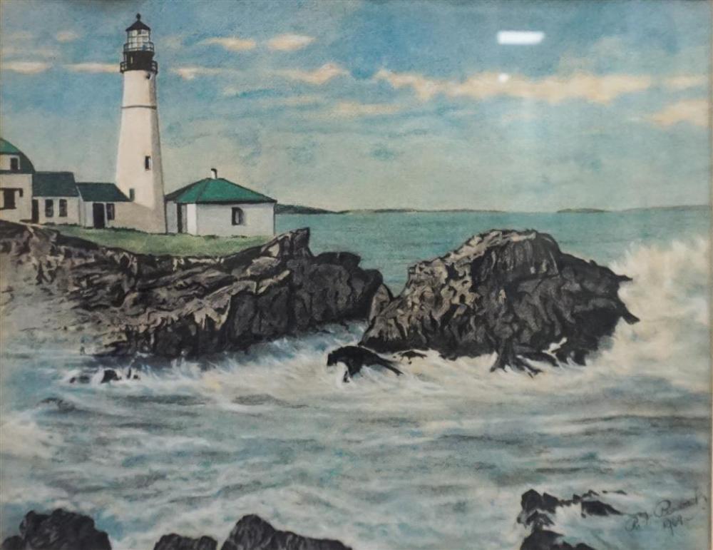 R T PEASBACK LIGHTHOUSE ON STORMY 32835c