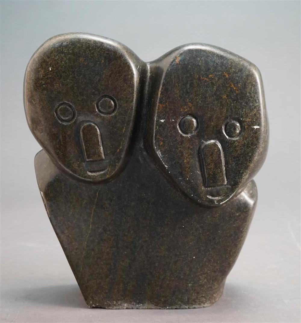INUIT CARVED STONE FIGURAL GROUP,